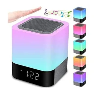 Luces nocturnas con altavoz Bluetooth reloj despertador_2