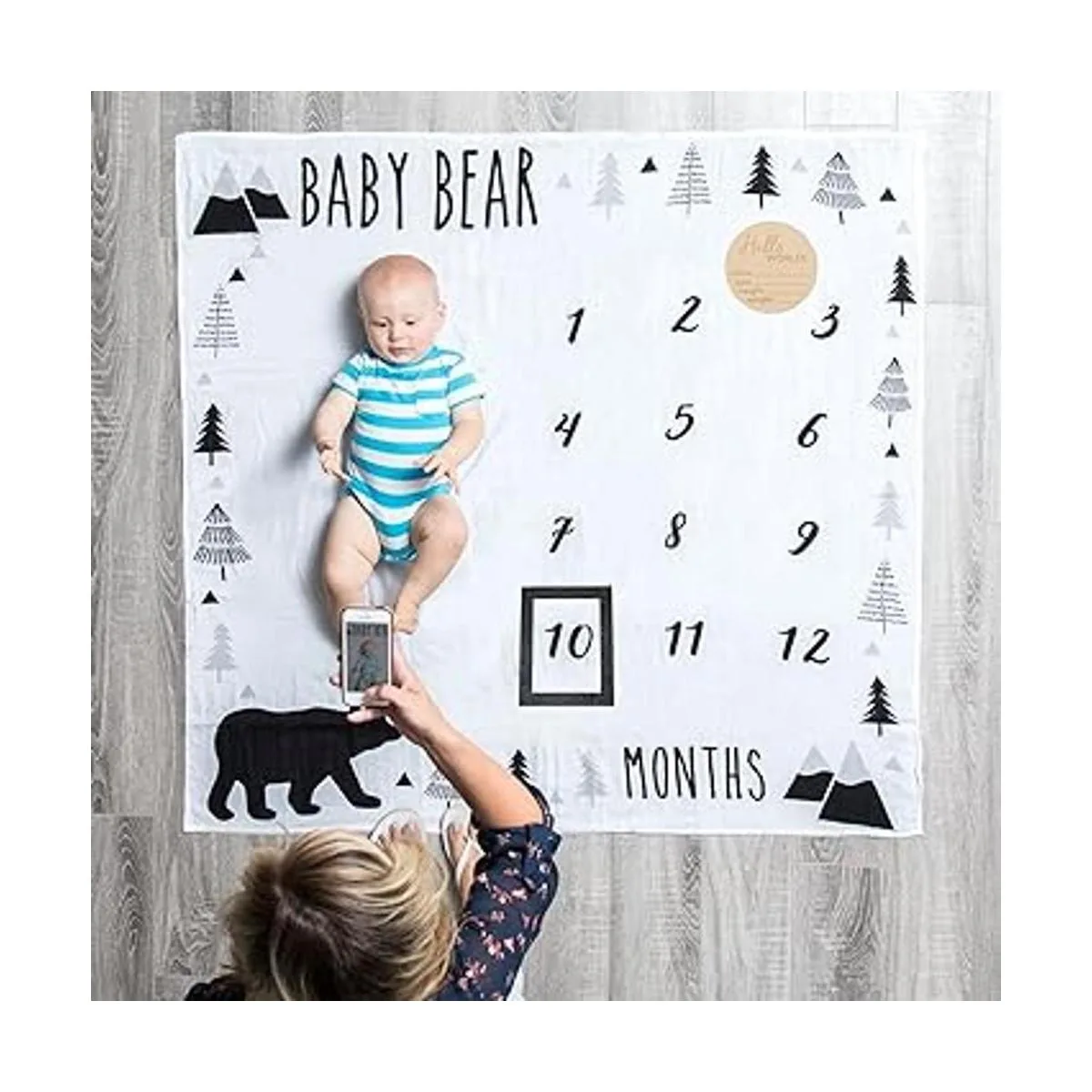 Manta mensual orgánica para bebé niño manta de oso bebé_4