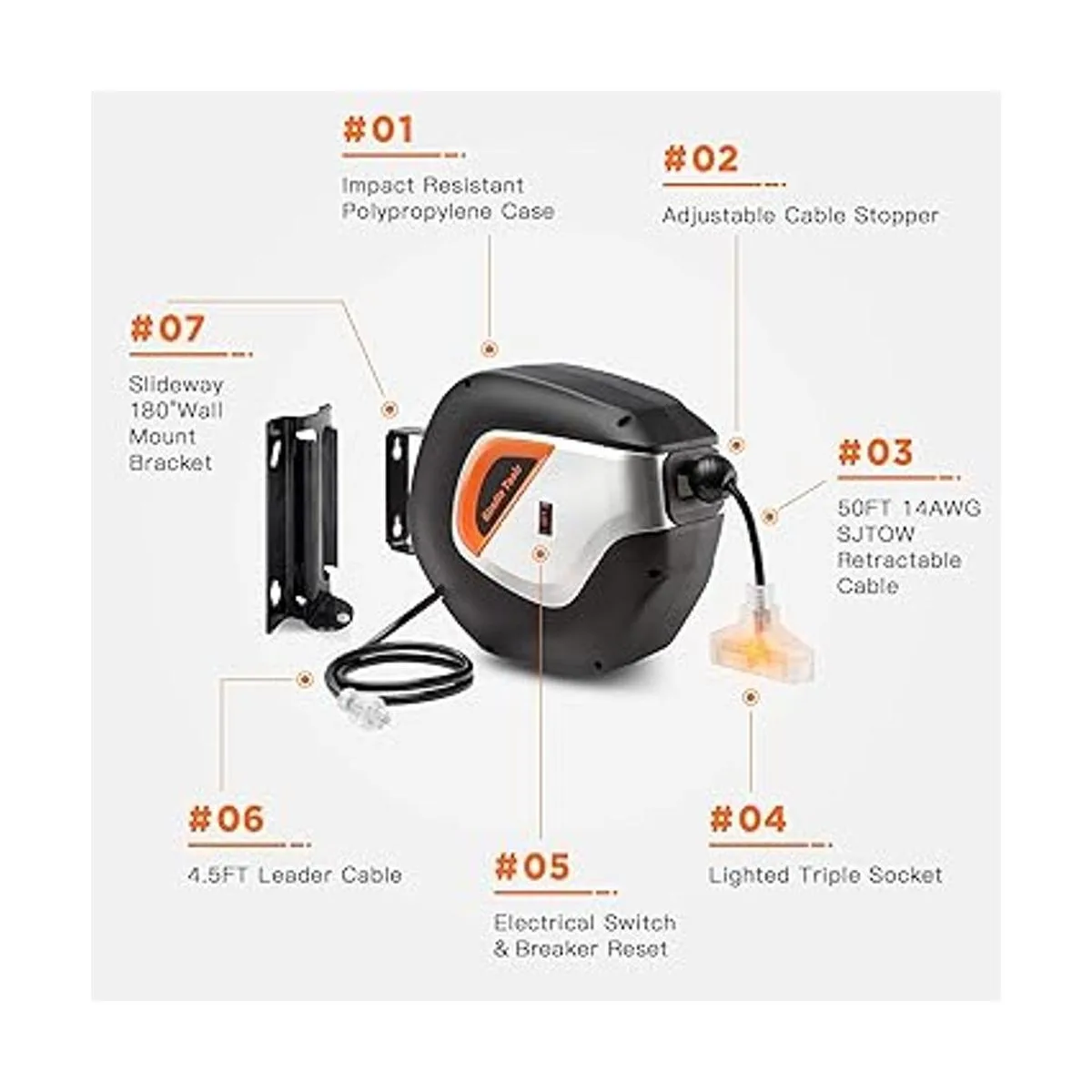 Giraffe Tools Carrete de cable de extensión retráctil de_2