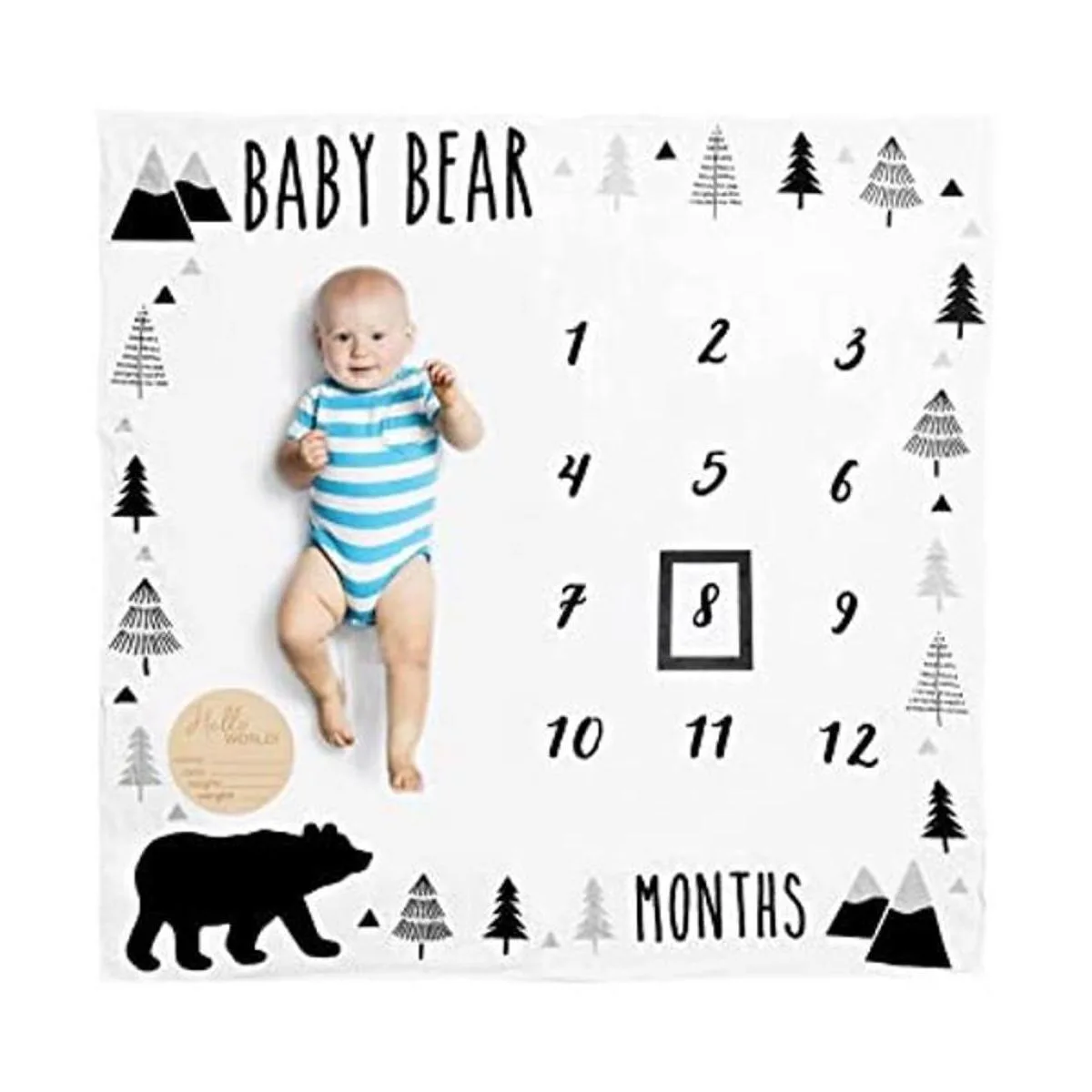Manta mensual orgánica para bebé niño manta de oso bebé_1