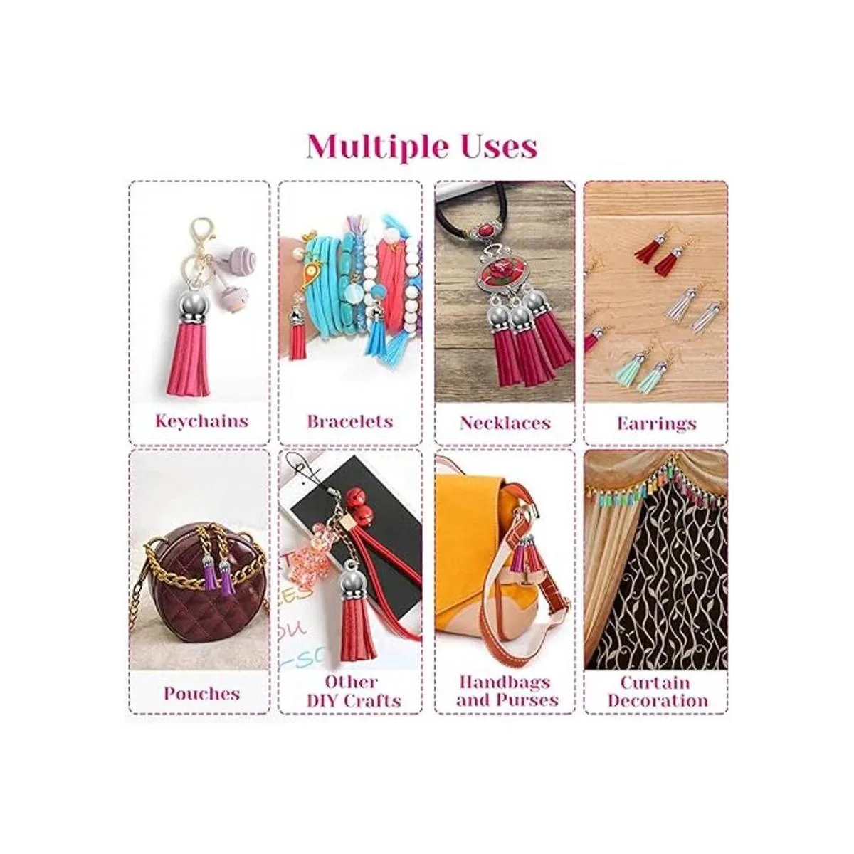 Borlas Cridoz 200 borlas de cuero para llavero a granel