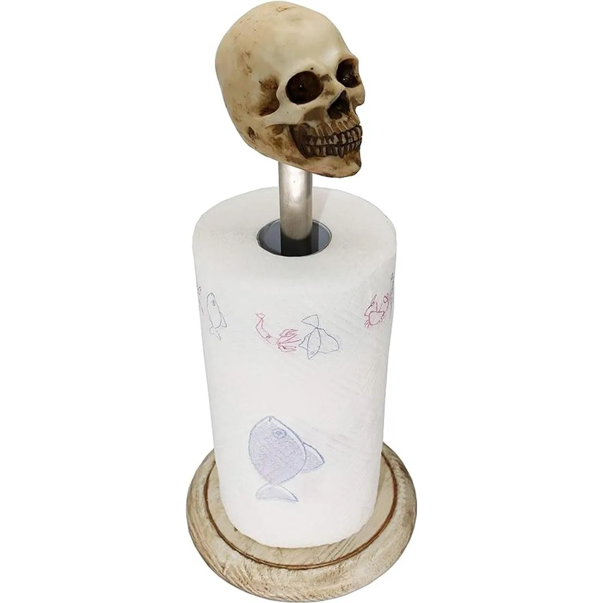 Soporte de toalla de papel rústico de madera blanca con