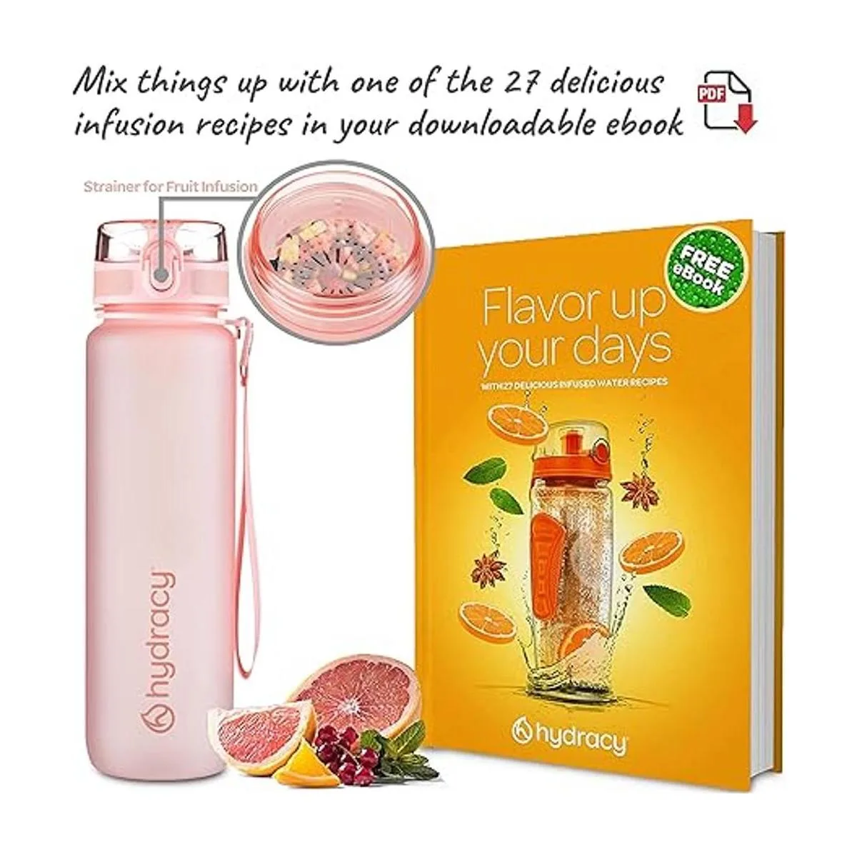 Hydracy Botella de agua con marcador de tiempo botella de_4