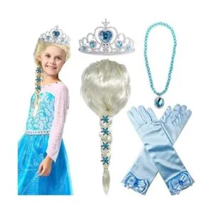 Peluca de princesa Elsa de Elsa Frozen con tiara de_2