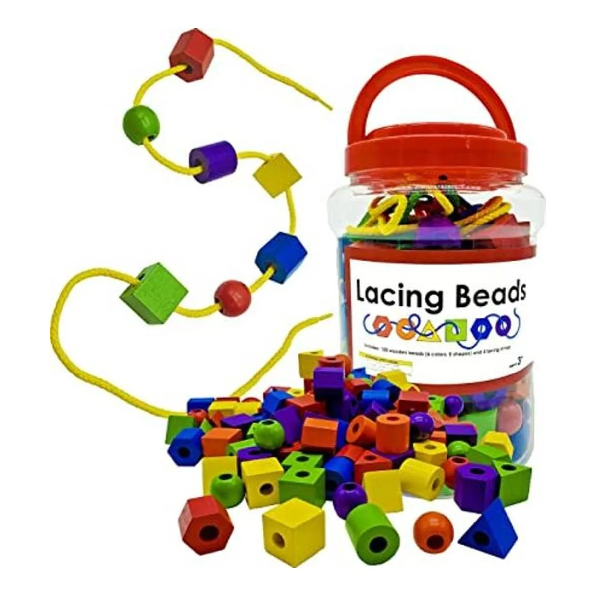 LMC Products Cuentas de encaje de madera de 125 piezas_1