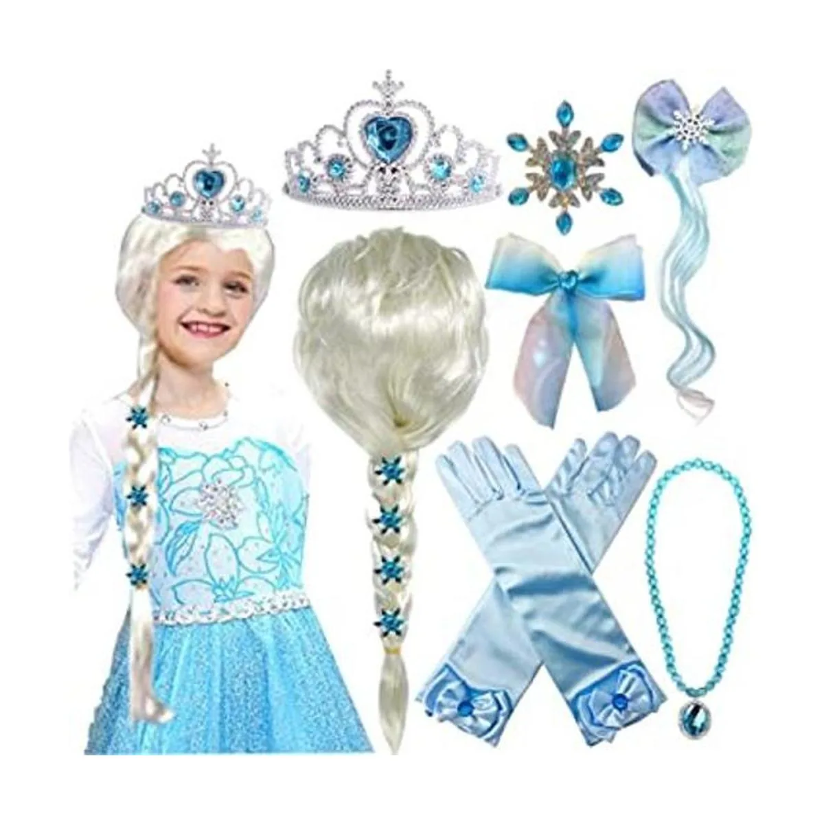 Peluca de princesa Elsa de Elsa Frozen con tiara de_1