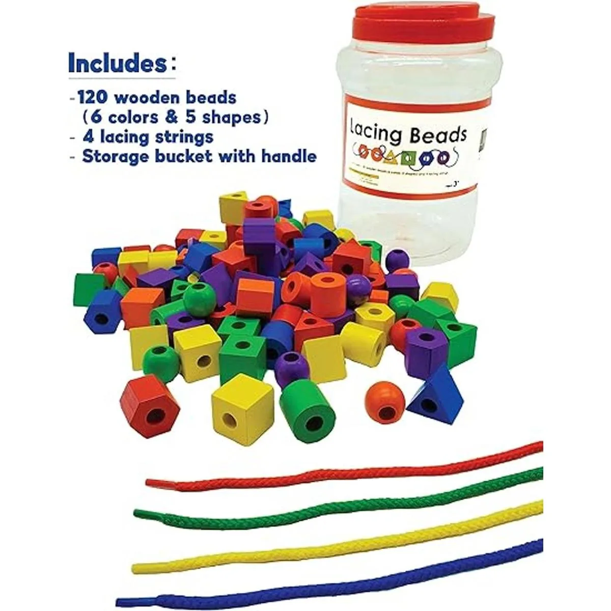 LMC Products Cuentas de encaje de madera de 125 piezas_2