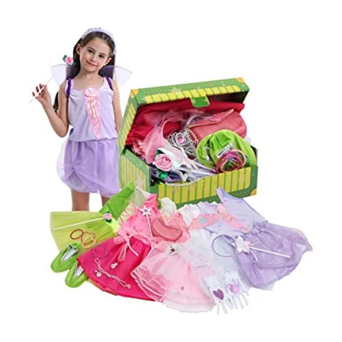 Baúl de set de disfraces FEDIO para niñas pequeñas de 3 a_1