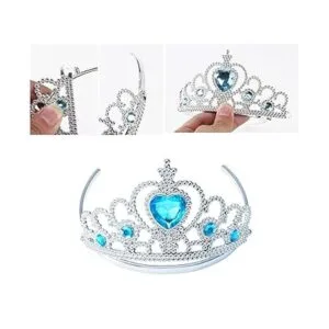 Peluca de princesa Elsa de Elsa Frozen con tiara de_4