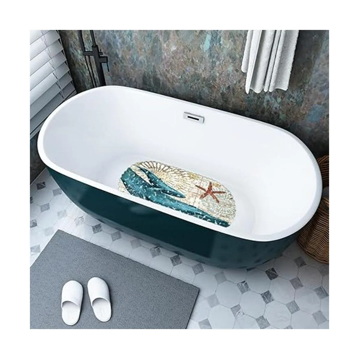MOLFUJ Tapete antideslizante para bañera de tortuga marina