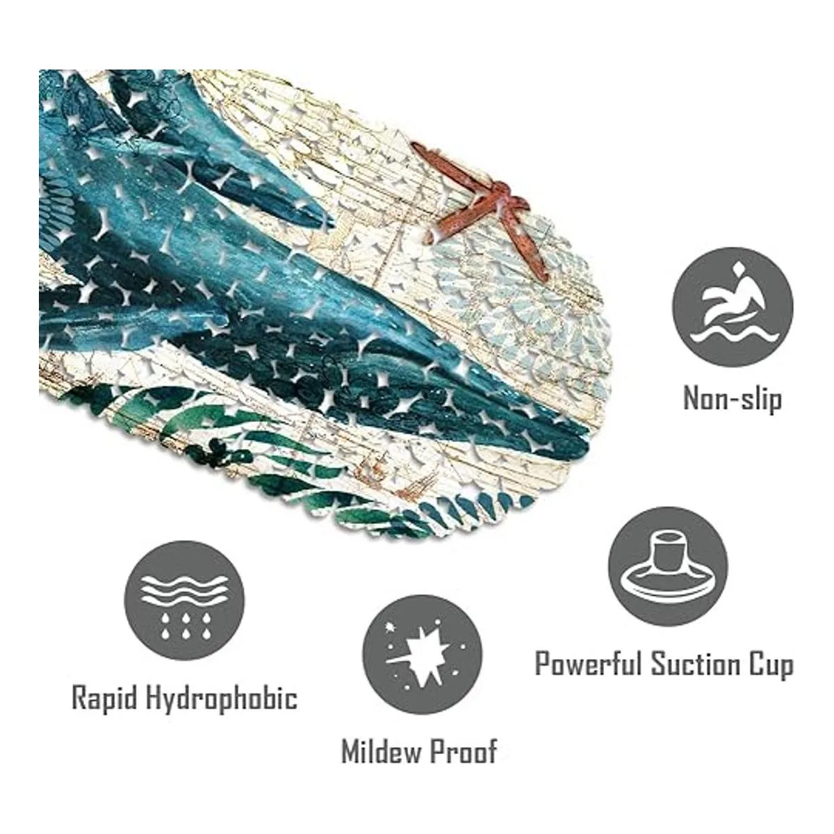 MOLFUJ Tapete antideslizante para bañera de tortuga marina