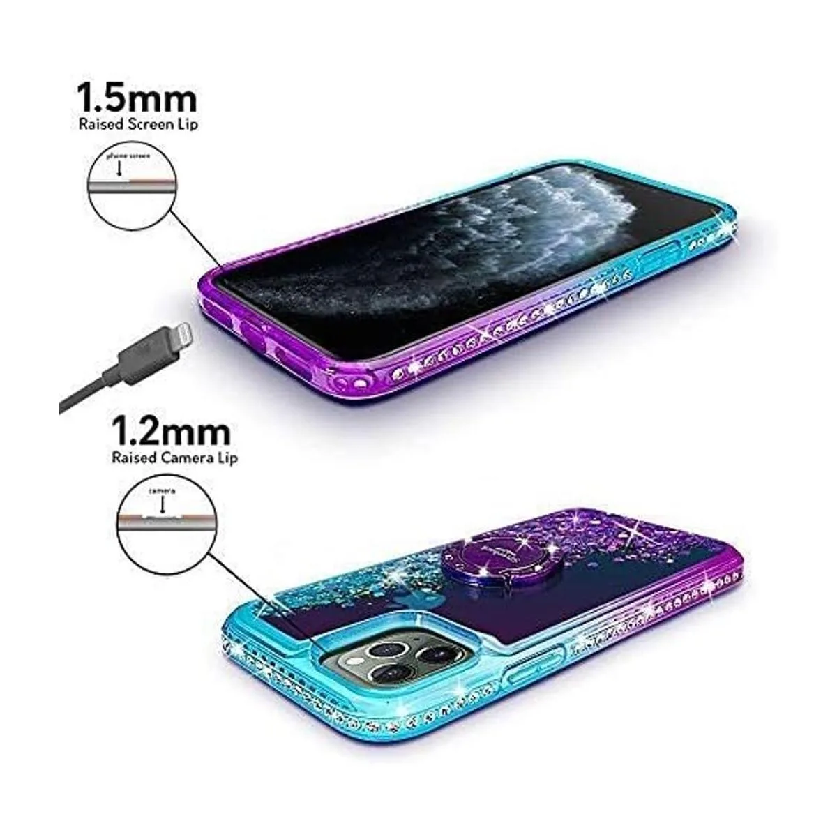 Silverback Carcasa para iPhone 11 Pro con purpurina_4