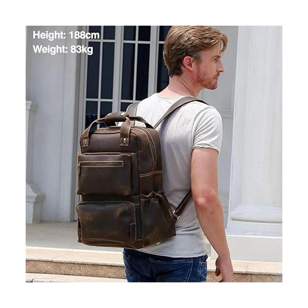 TIDING Mochila de piel auténtica para hombre de 17.3_6