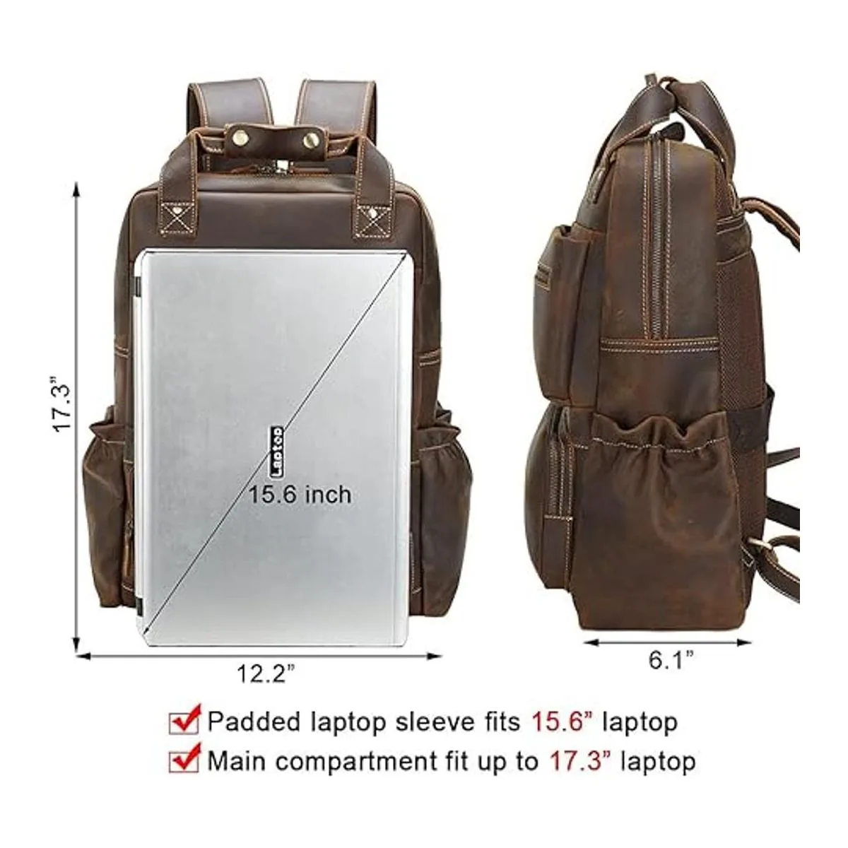 TIDING Mochila de piel auténtica para hombre de 17.3_5