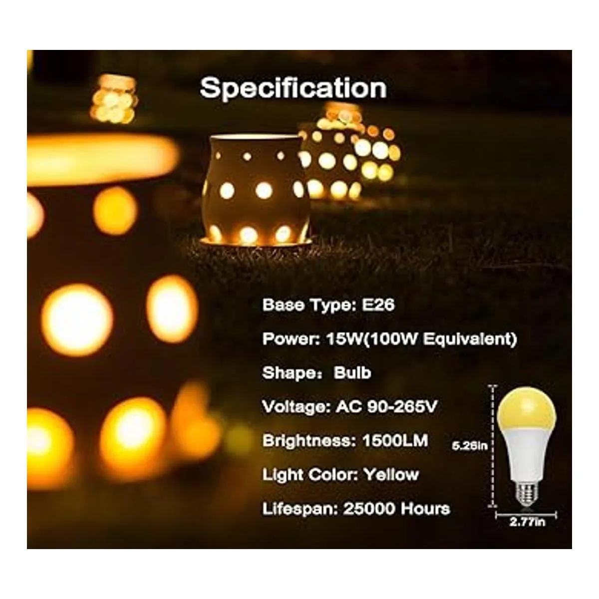 Bombilla LED amarillo para exteriores de 15 W A21 1500_4