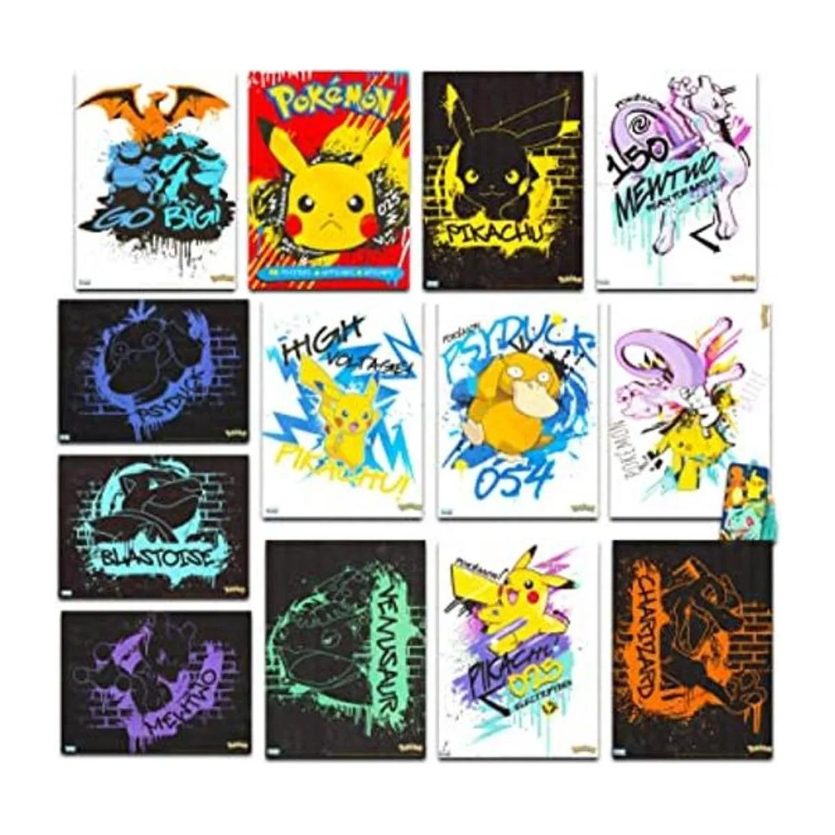 Juego de 12 pósteres de Pokemon con Pikachu Bulbasaur_1