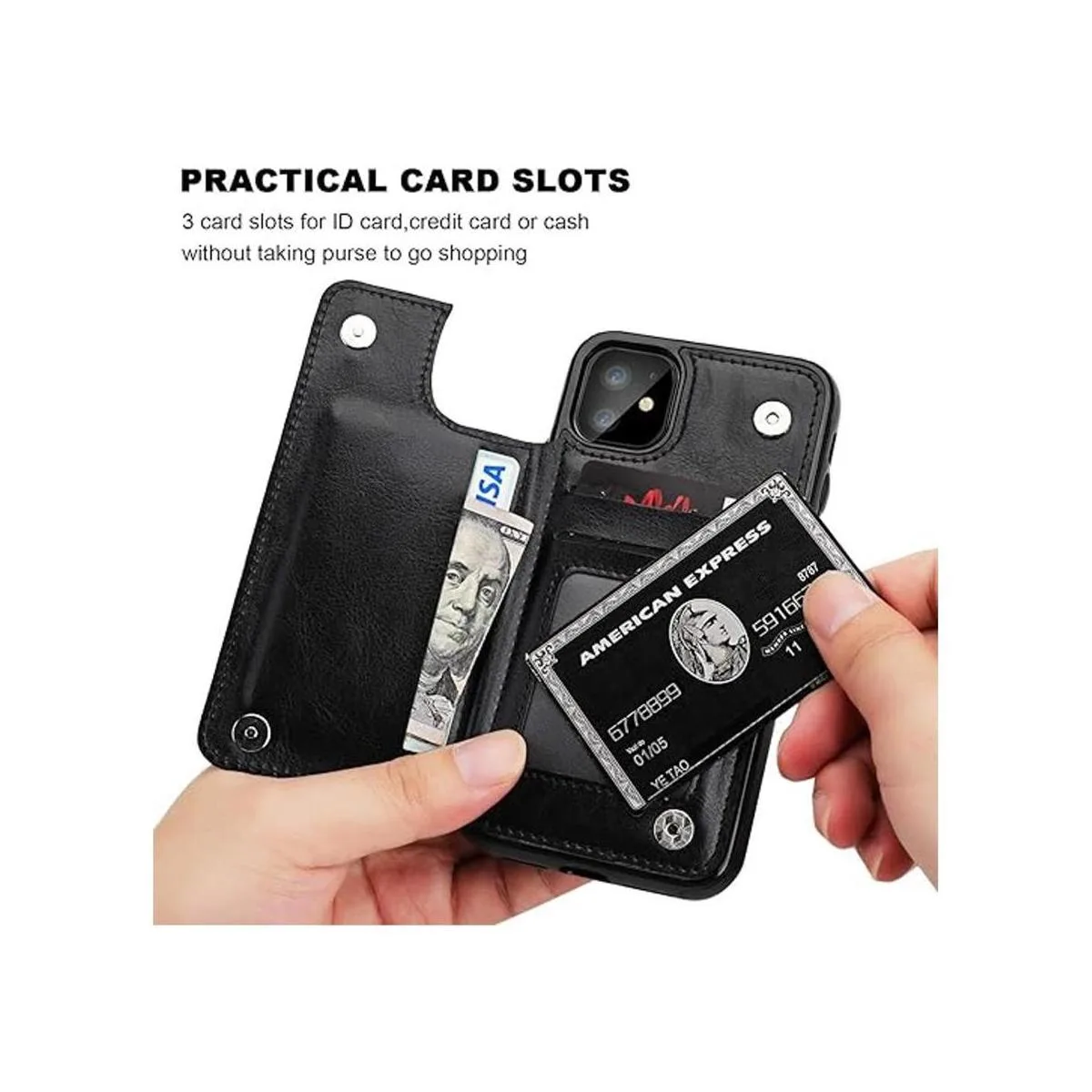 OT ONETOP Funda tipo cartera para iPhone 11 con soporte_4