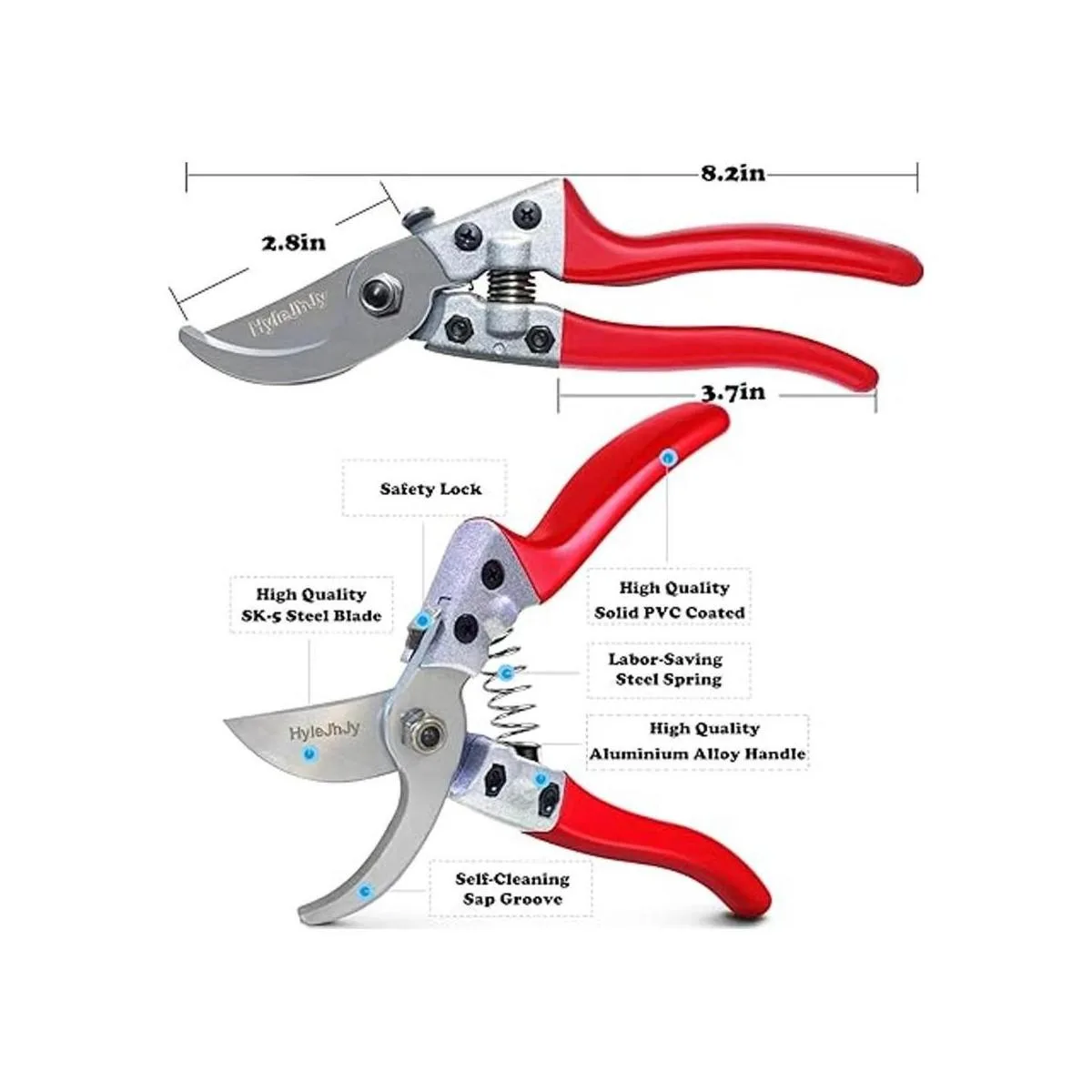 HyleJhJy Tijeras de podar de acero de 8 pulgadas con_5