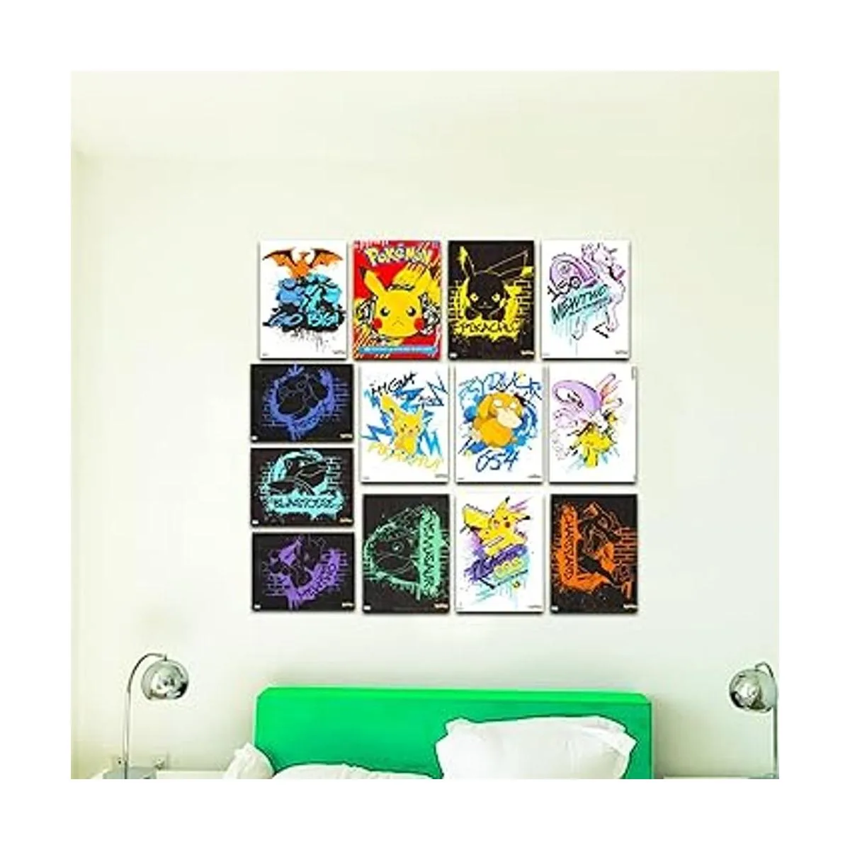 Juego de 12 pósteres de Pokemon con Pikachu Bulbasaur_2