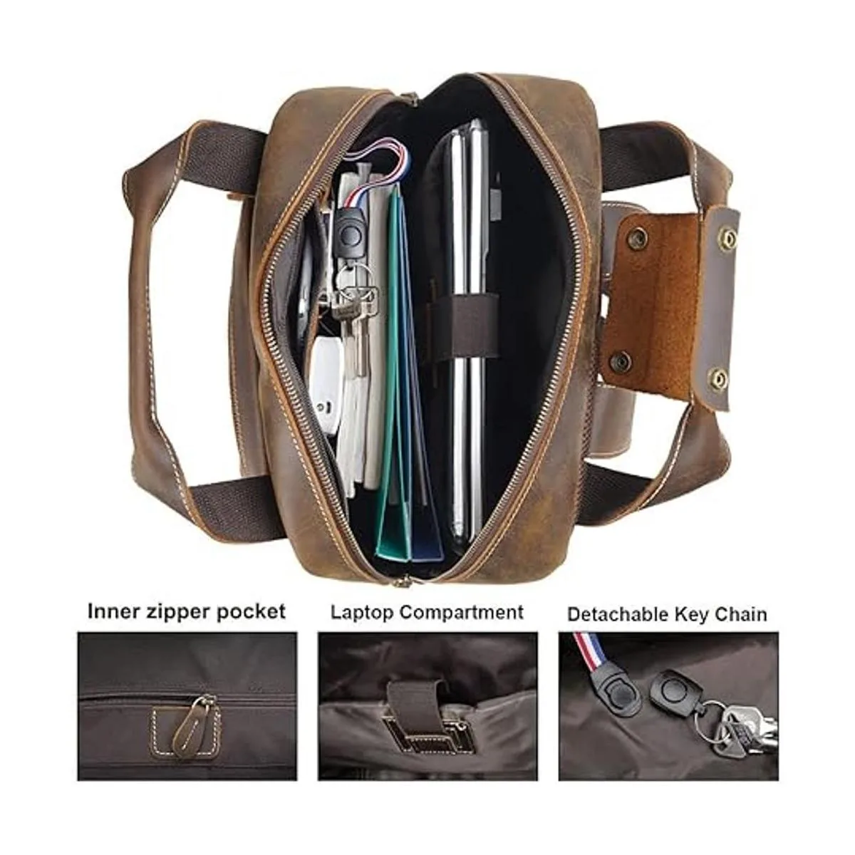 TIDING Mochila de piel auténtica para hombre de 17.3_3