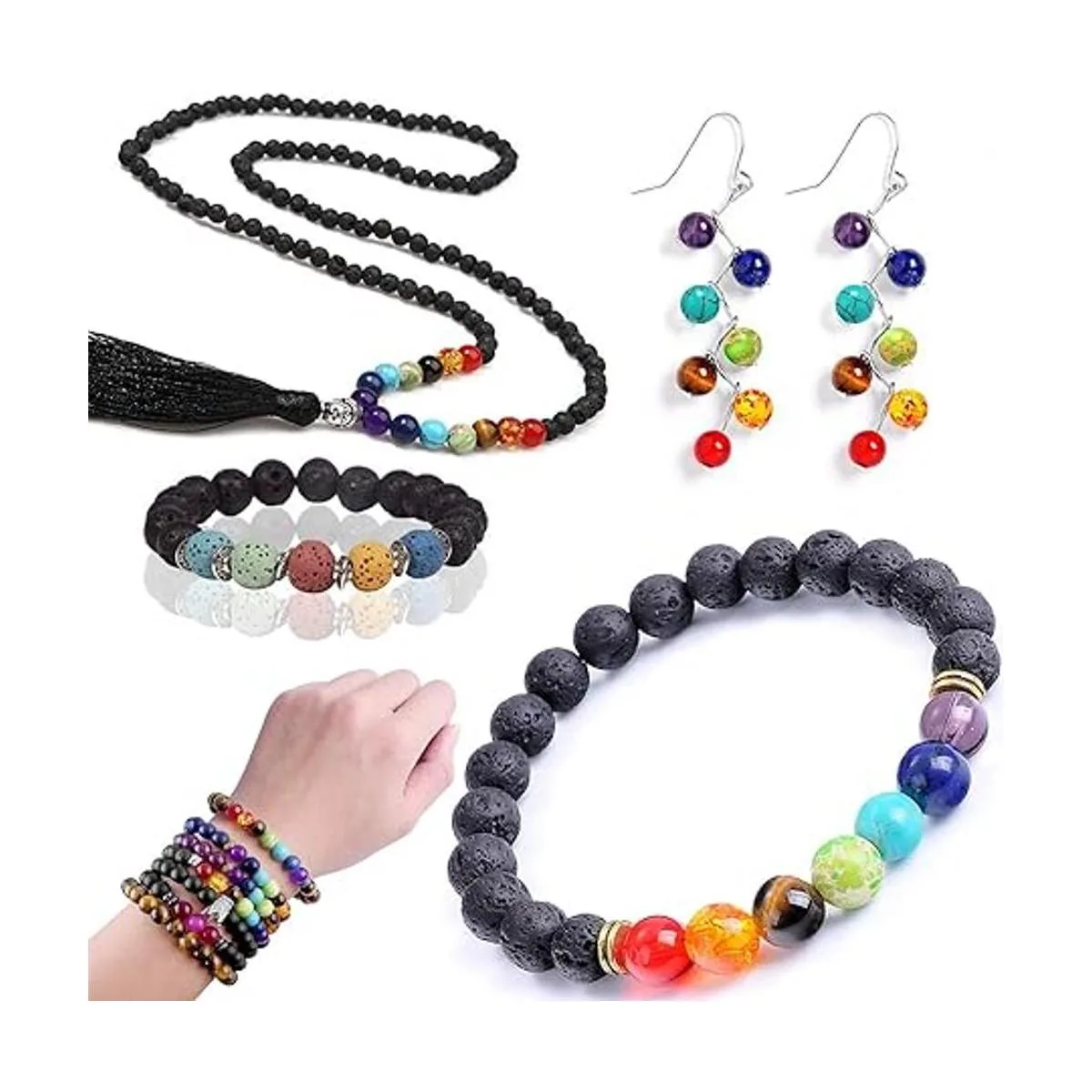 EuTengHao Kit de 702 cuentas de lava de piedra de roca de