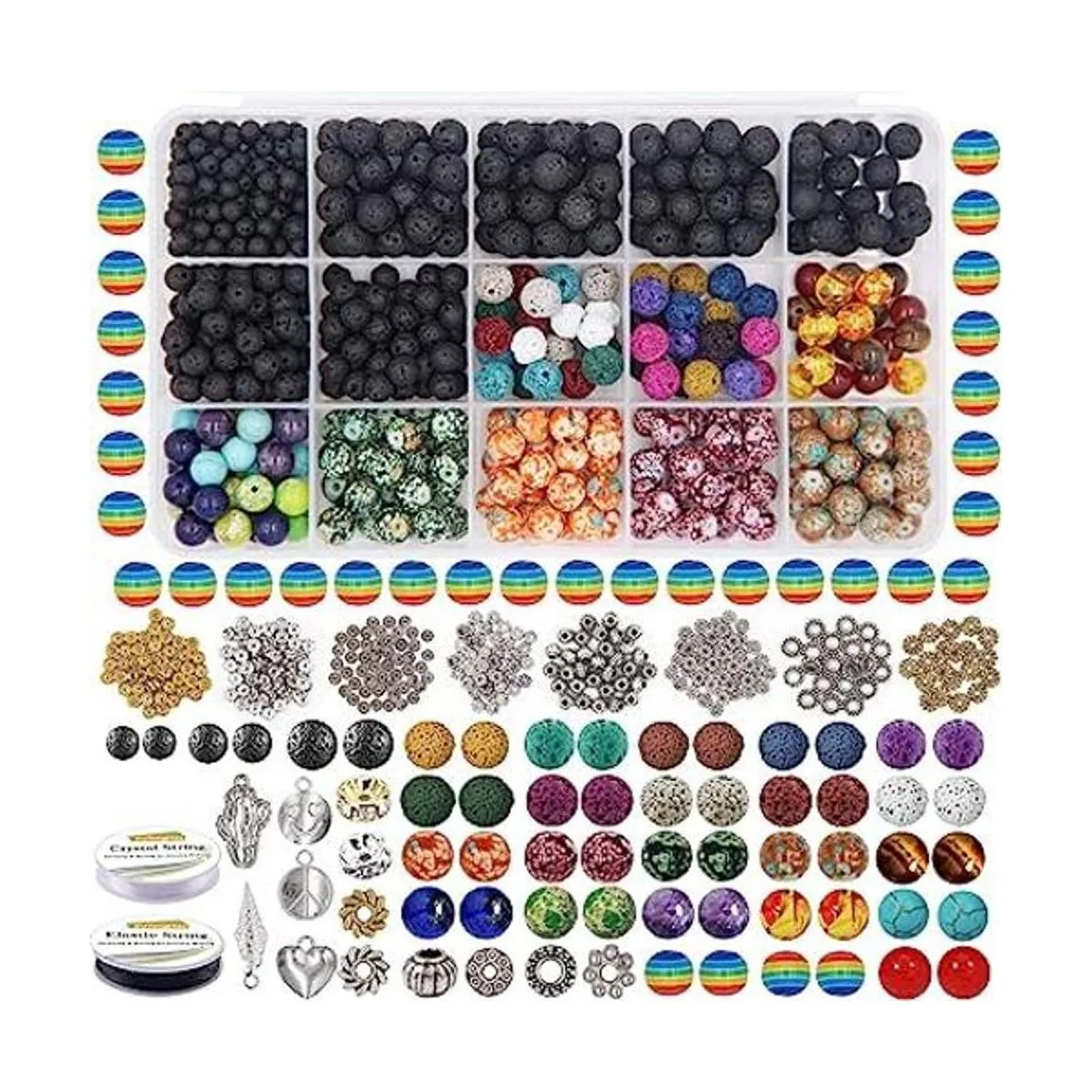 EuTengHao Kit de 702 cuentas de lava de piedra de roca de