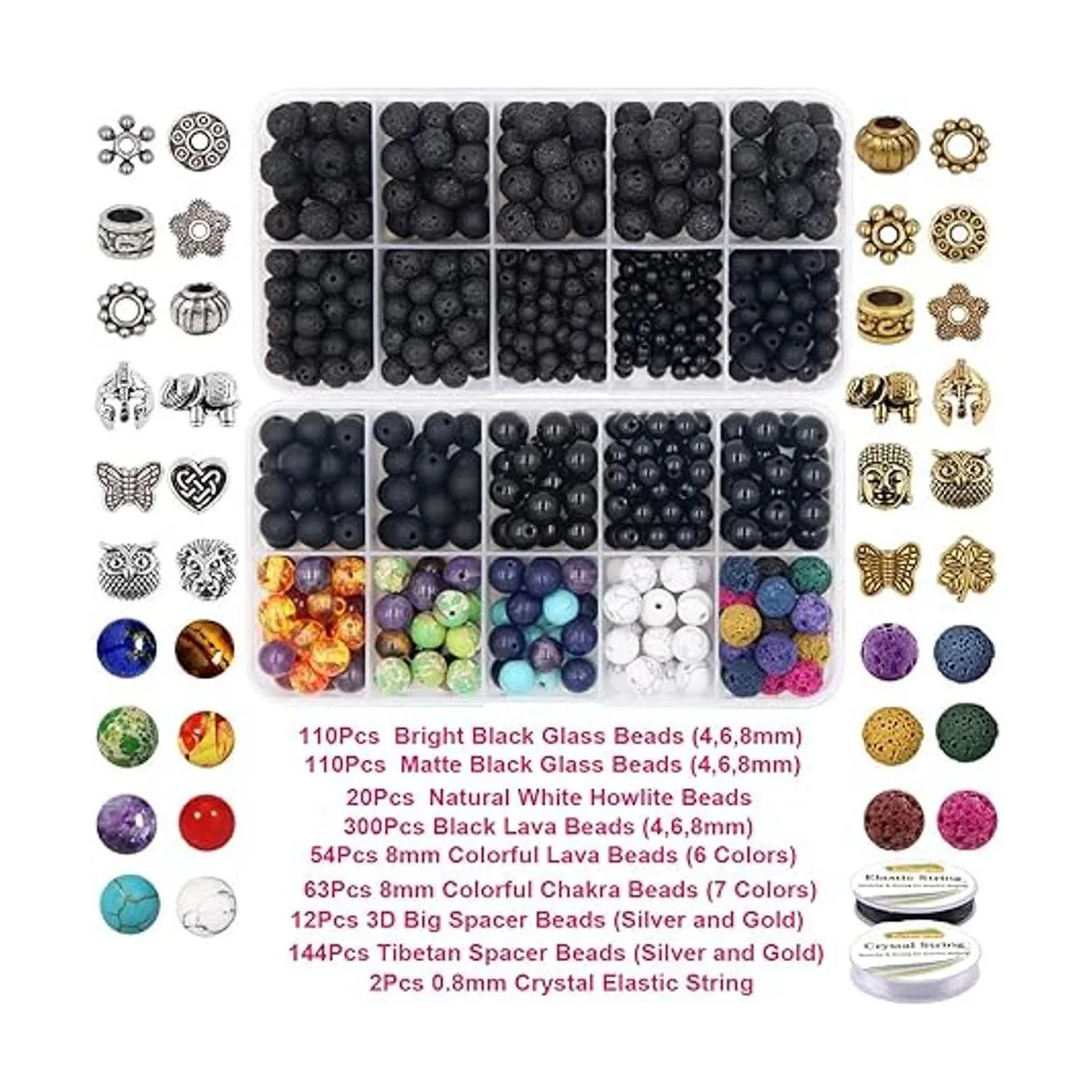 EuTengHao Kit de 810 cuentas de roca de lava de color con