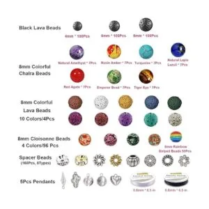 EuTengHao Kit de 702 cuentas de lava de piedra de roca de