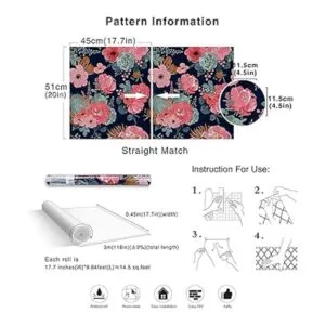 HaokHome 930051 Papel tapiz floral moderno para despegar y_4