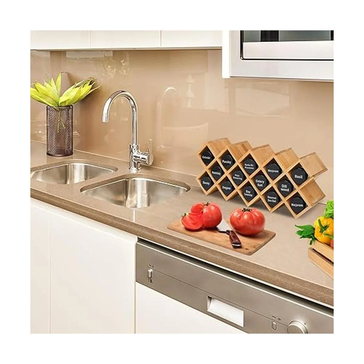 Organizador de especias de bambú de 4 niveles organizador