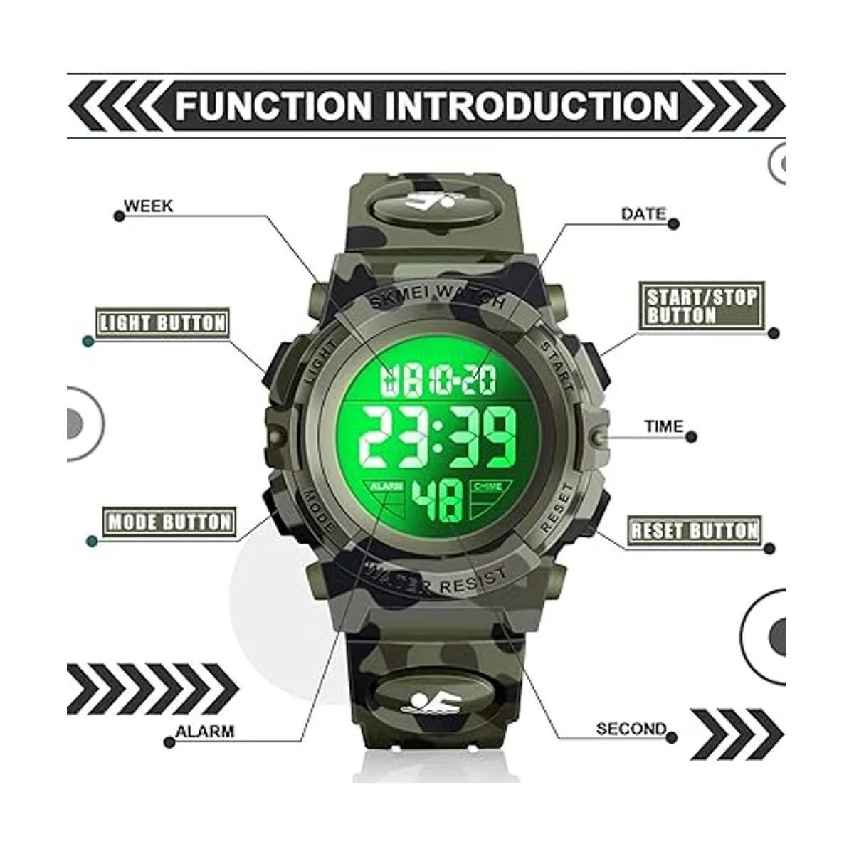 Dodosky Reloj impermeable multifuncional LED para niños_2