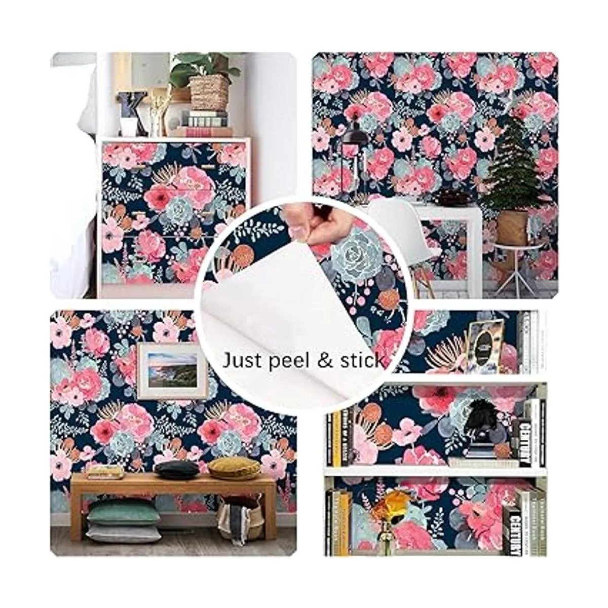 HaokHome 930051 Papel tapiz floral moderno para despegar y_5