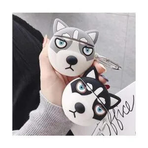 Creative Cute Husky Styling negro y gris con mosquetón_5