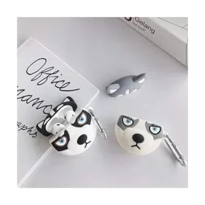 Creative Cute Husky Styling negro y gris con mosquetón_3