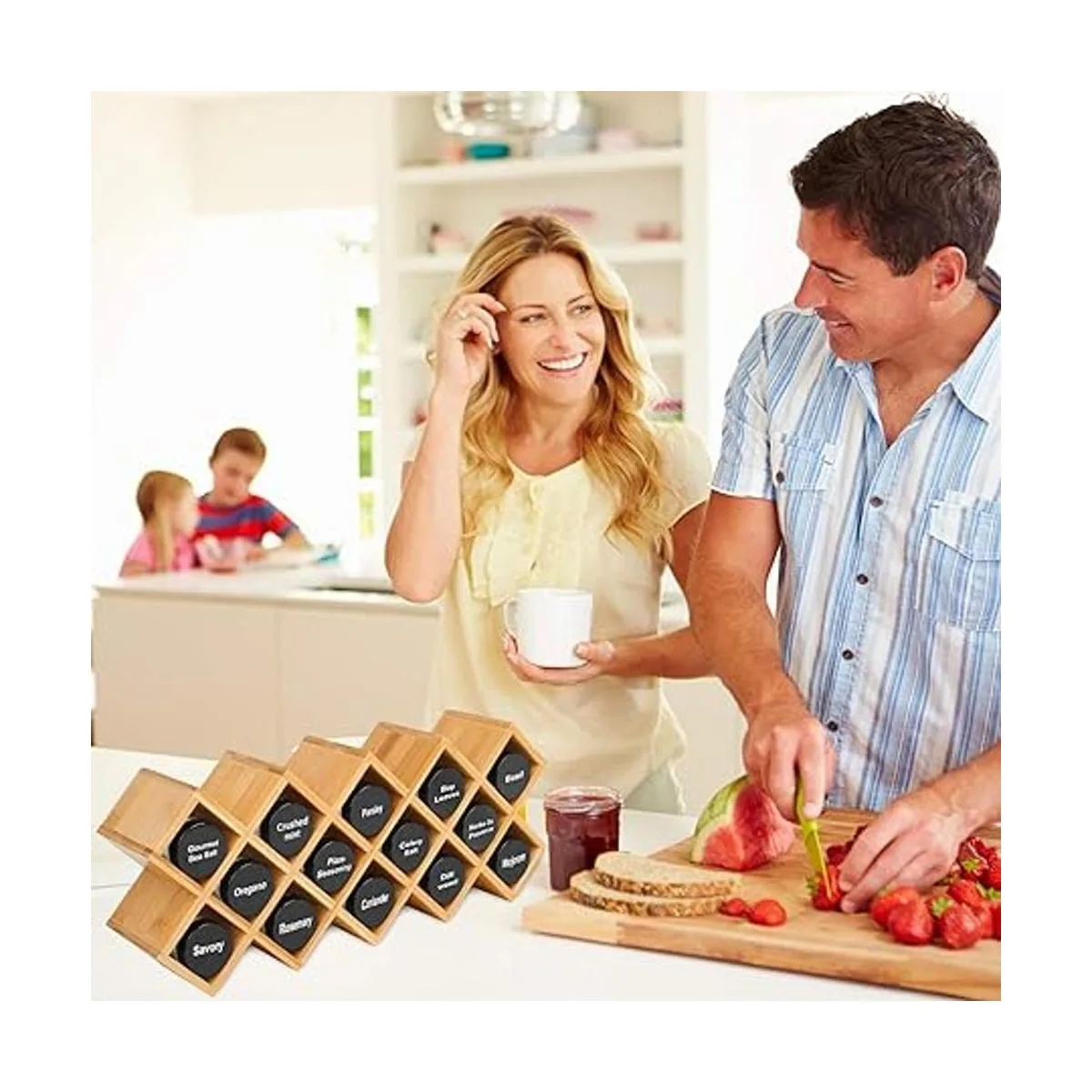 Organizador de especias de bambú de 4 niveles organizador