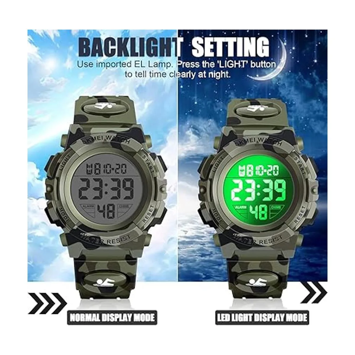 Dodosky Reloj impermeable multifuncional LED para niños_5