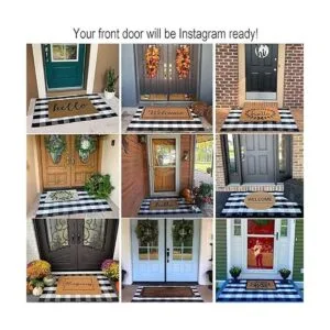 Buffalo Alfombra de algodón a cuadros en blanco y negro