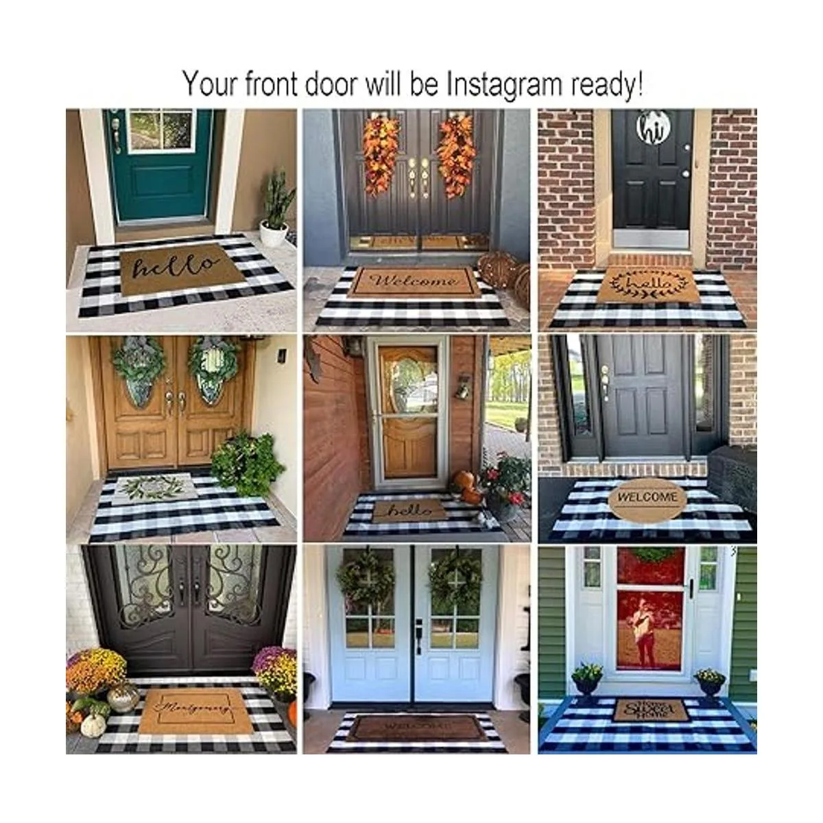 Buffalo Alfombra de algodón a cuadros en blanco y negro