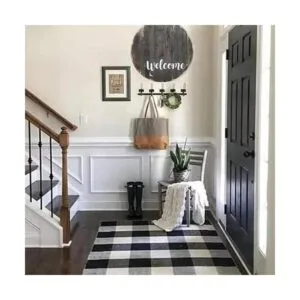 Buffalo Alfombra de algodón a cuadros en blanco y negro