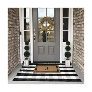 Buffalo Alfombra de algodón a cuadros en blanco y negro