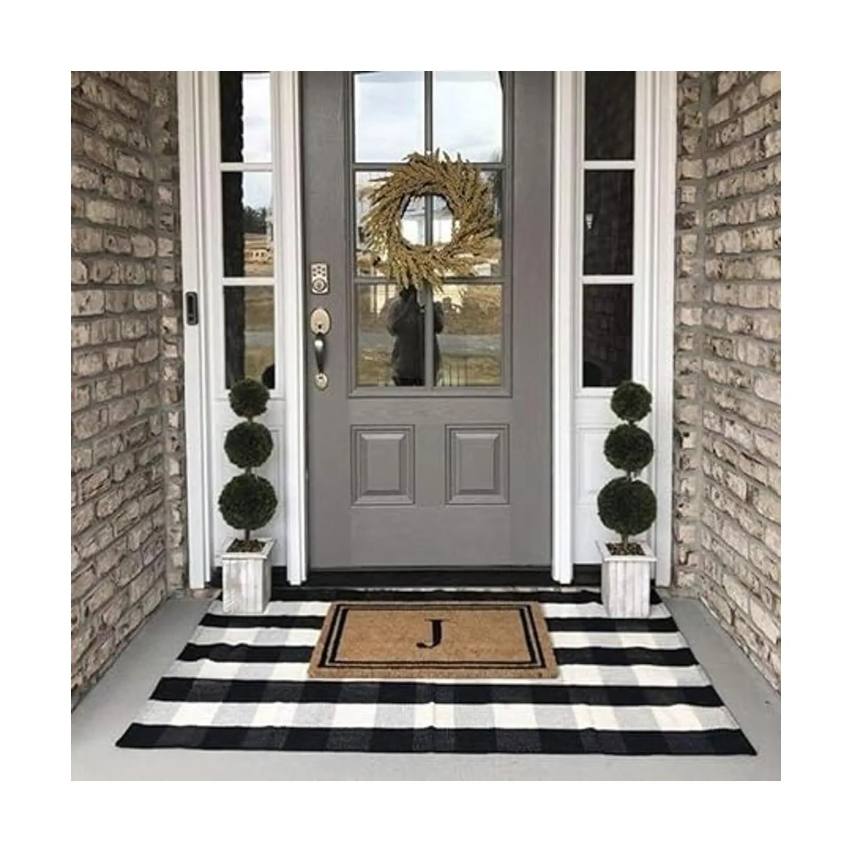 Buffalo Alfombra de algodón a cuadros en blanco y negro