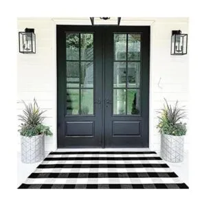 Buffalo Alfombra de algodón a cuadros en blanco y negro