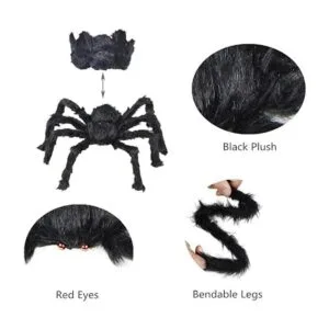 BEIGUO 5 arañas peludas de Halloween con ojos rojos patas_3