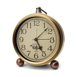 Maxspace Reloj de mesa de metal dorado retro vintage sin_1