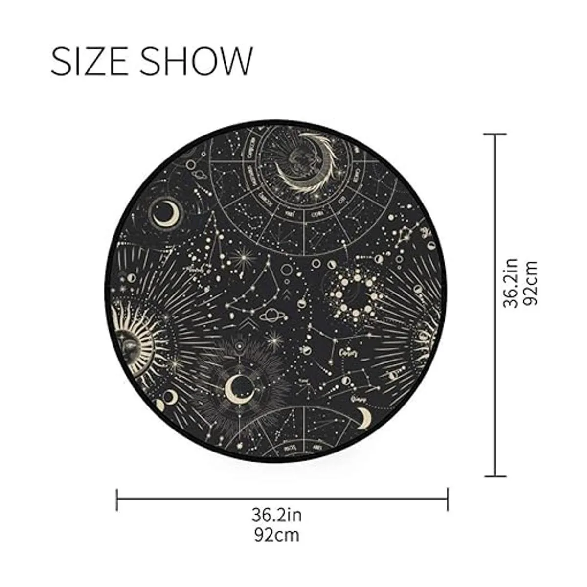 Kuizee Felpudo redondo con fases lunares sol zodiaco_3