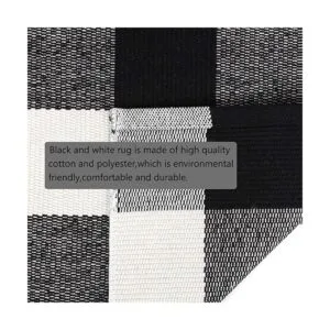 Buffalo Alfombra de algodón a cuadros en blanco y negro