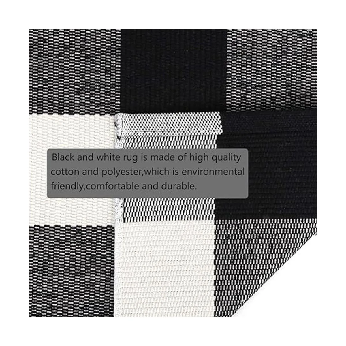 Buffalo Alfombra de algodón a cuadros en blanco y negro