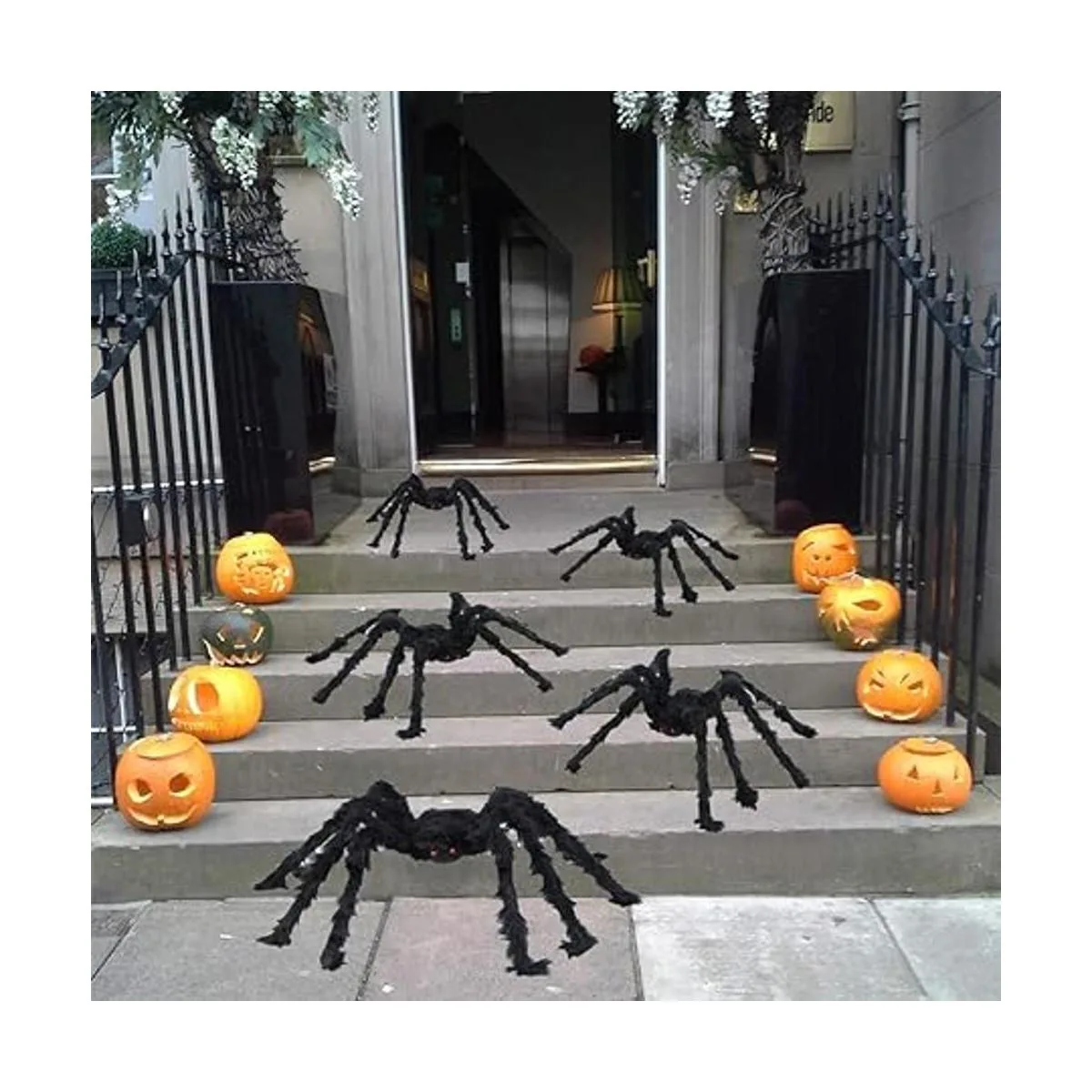 BEIGUO 5 arañas peludas de Halloween con ojos rojos patas_5