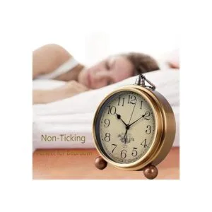 Maxspace Reloj de mesa de metal dorado retro vintage sin_5