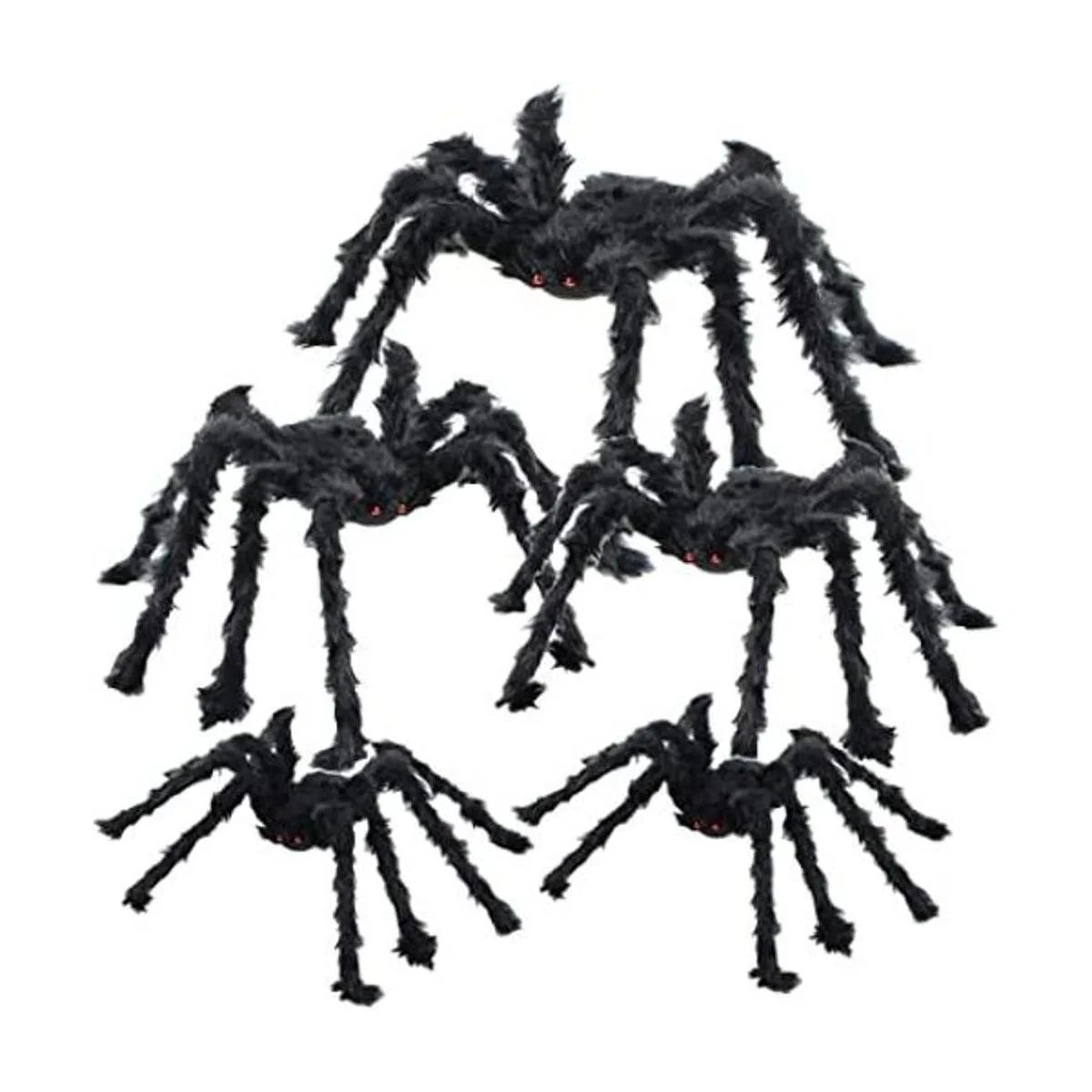 BEIGUO 5 arañas peludas de Halloween con ojos rojos patas_1